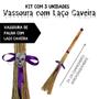 Imagem de Kit 3 Vassouras de Bruxa Decorada Com Fita Cetim Caveira