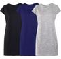 Imagem de Kit 3 Vestido Camisetão Blusao Feminino Camisa Mulheres Top - Preto - Cinza - Marinho
