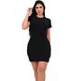 Imagem de Kit 3 Vestido Feminino Midi Manga Canelado Básico Com Elastano