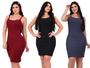 Imagem de KIT 3 Vestido Feminino Midi Regata Canelado Básico Com Elastano