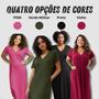 Imagem de Kit 3 Vestido Longo Feminino Midi Liso Com Fenda E Bolsos