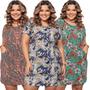 Imagem de Kit 3 Vestido Plus Size Básico com Bolso Estampado Versátil