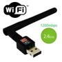 Imagem de Kit 3 Wireless Adaptador Usb Wifi Sem Fio 1200 Mbps Com Antena.