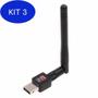 Imagem de Kit 3 Wireless Adaptador Usb Wifi Sem Fio 1200 Mbps Com Antena.