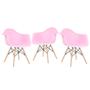 Imagem de KIT - 3 x cadeiras Charles Eames Eiffel DAW com braços - Base de madeira clara -