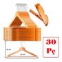 Imagem de Kit 30 Cabides Madeira Marfim Verniz Adulto Barra Blusa