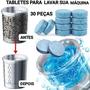 Imagem de Kit 30 Tabletes de Limpeza Tambor Máquina de Lavar Roupas e Vidros 