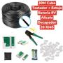 Imagem de Kit 30m Cabo Rede PT +20 Rj45 + Alicate + Testador Cabo+Bateria