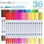 Imagem de Kit 36 Caneta 2 em 1 Brush Lettering e Ponta Fina Dual Pen Canetinha Colorir Desenho