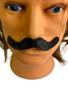 Imagem de Kit 3un Bigode falso preto de pelucia com pontas viradas