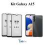 Imagem de Kit 3UN Película 3D de Vidro  + Capa Transparente para Samsung Galaxy A15