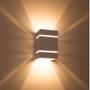 Imagem de kit 3x Arandela  Branca + LED 5W 3000K luminária Externa Parede Muro 2 Focos Frisos Fachos St327