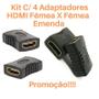 Imagem de Kit 4 Adaptadores HDMI Fêmea X Fêmea  Emenda Extensor It-Blue