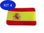 Imagem de Kit 4 Adesivo resinado da bandeira da espanha 9x6 cm