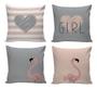 Imagem de Kit 4 Almofadas 40X40 com enchimento Flamingo/Girl