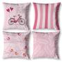 Imagem de Kit 4 Almofadas Cheias Sala 40Cm X 40Cm Estampadas Bike Rosa