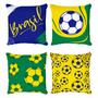 Imagem de Kit 4 Almofadas Decorativa COM ENCHIMENTO Brasil Copa Bola Futebol