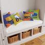 Imagem de Kit 4 Almofadas Decorativa COM ENCHIMENTO Infantil Caminhao e Trator