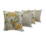 Imagem de Kit 4 Almofadas Decorativas Sued Palha Jacquard Floral Amarelo 45x45 Com Enchimentos Excelente Qualidade