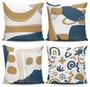 Imagem de Kit 4 Almofadas Estampadas com Silicone Premium 42cm x 42cm - Azul e Dourado