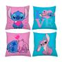 Imagem de Kit 4 Almofadas Lilo Stitch Casal 45x45 Decorativas Cheias