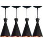 Imagem de Kit 4 Arandelas Cone  Preto Fosco E Cobre