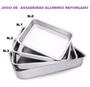 Imagem de Kit 4 Assadeiras Forma de Bolo Retangular Alumínio Profissional Tabuleiro