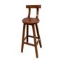Imagem de Kit 4 Bancos Altos Bistrô de Madeira com Encosto Girafa Ideal para Bar e Restaurante Imbuia