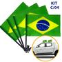 Imagem de Kit 4 Bandeirola Bandeirinhas do Brasil Janela Carro 34x22cm