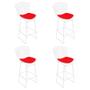 Imagem de Kit 4 Banquetas Bertoia Branca D70 com Assento Vermelho