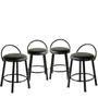 Imagem de Kit 4 Banquetas Elo Baixa com Assento Estofado para Bar, Balcão, Bancada, Área Gourmet - Preto