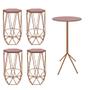 Imagem de Kit 4 Banquetas Liz + 1 Mesa Bistrô Nunno Industrial Ferro Bronze MDF Rosa - Ahazzo Móveis