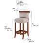 Imagem de Kit 4 Banquetas Média Estofada Encosto Diamantina 36x90Cm Balcão Madeira Maciça Linho Bege M58