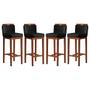Kit 4 Banquetas Média para Bancada Ilha 38x92 Cm Líbia Madeira Maciça Suede Preto CCS - CCS Interiores Imagem de Kit 4 Banquetas Média para Bancada Ilha 38x92 Cm Líbia Madeira Maciça Suede Preto CCS