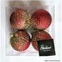 Imagem de Kit 4 Bolas de Natal Texturizada Vermelha com Brilho 8cm KX2348 - Rio Master