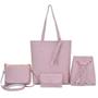 Imagem de Kit 4 Bolsas Rosa Sacola Femininas Lançamento Bag Carteira Alça Transversal De Ombro Corrente