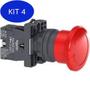 Imagem de Kit 4 Botão Emergência Cogumelo Vermelho 22Mm Girar Para