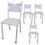 Imagem de Kit 4 Cadeira para Cozinha MC Tubular Almofadada Estrutura Branca com Assento Branco
