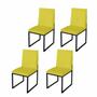 Imagem de Kit 4 Cadeira Para Sala de Jantar Trendy Base Metálica Preto Tecido Sintético Amarelo - Móveis Mafer