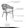 Imagem de Kit 4 Cadeiras Área Externa de Alumínio Bear com Corda Naútica Grafite G56 - Gran Belo