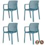 Imagem de Kit 4 Cadeiras com Braços Empilhavel Inmetro Sardenha Vega Fratini Polipropileno Azul Sonho Distante