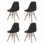 Imagem de Kit 4 Cadeiras Com Encosto Para Mesa De Jantar Cozinha Charles Eames Eiffel Base Madeira Wood Preta