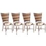 Imagem de Kit 4 Cadeiras de Cozinha Juncada Capuccino com Assento Floral Marrom Fortmix