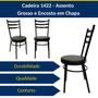 Imagem de Kit 4 Cadeiras de Cozinha Redonda com Reforço Preta Assento Grosso Preto