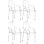 Imagem de Kit 4 Cadeiras de Jantar Design Ghost Acrílica Transparente com Braço