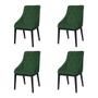 Imagem de Kit 4 Cadeiras de Jantar Elisa Nobre Estofada Capitonê Veludo Verde Base Madeira Maciça Preto
