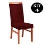 Imagem de Kit 4 Cadeiras de Jantar Estofada Bordo em Veludo Almere