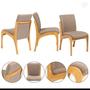 Imagem de Kit 4 Cadeiras de Jantar Estofada Lisboa Madeira Mel Linho Marrom Claro L87