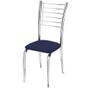 Imagem de Kit 4 Cadeiras de Jantar Lara cromada para cozinha Assento material sintético Azul Marinho - Aurora Line
