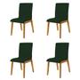 Imagem de Kit 4 Cadeiras de Jantar Luxo Diamante Estofadas em Veludo Verde Base Madeira Maciça Mel